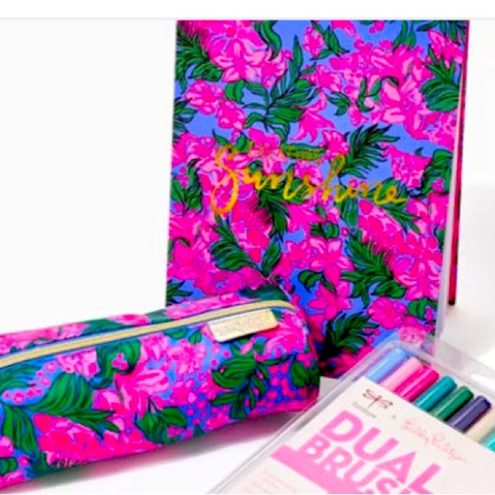 Lilly Pulitzer sketchbook, pencil case and Tombow Lilly shades Pens GWP